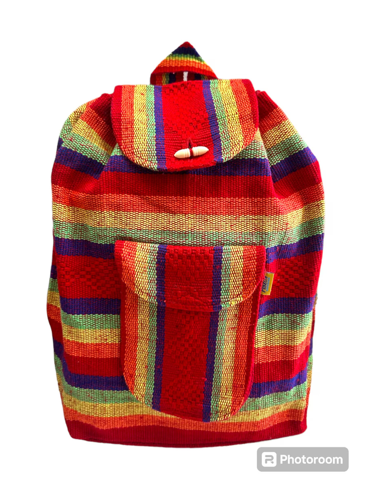 BACKPACK , HIPPIE GEAR , MEXICAN MADE , AUTHENTIC PINZON , RAINBOW