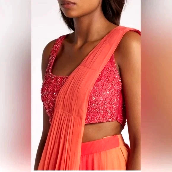 SANI Hand Beaded Embroidered Women’s Blouse NWT Women’s Size L Saree Top $342