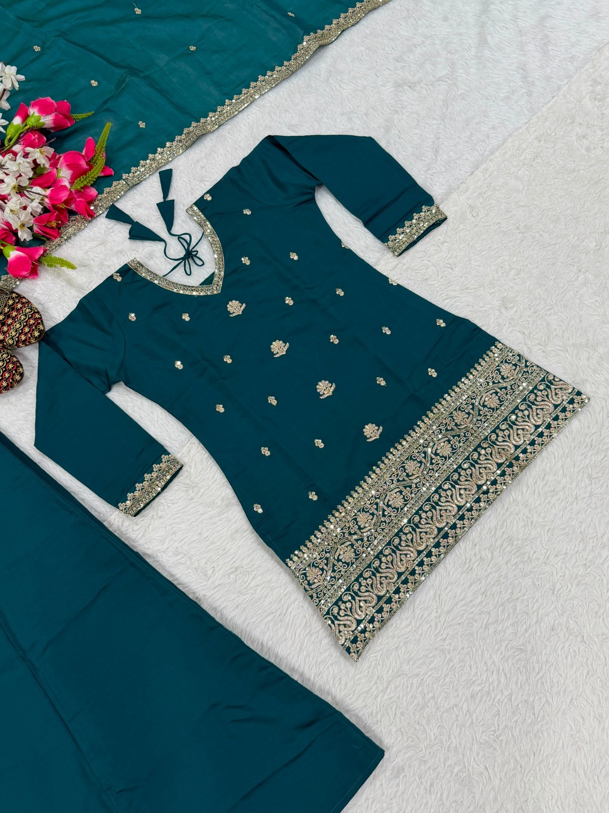 Designer Indian Pakistani top plazzo Bollywood Dress Party Wear Suit wedding