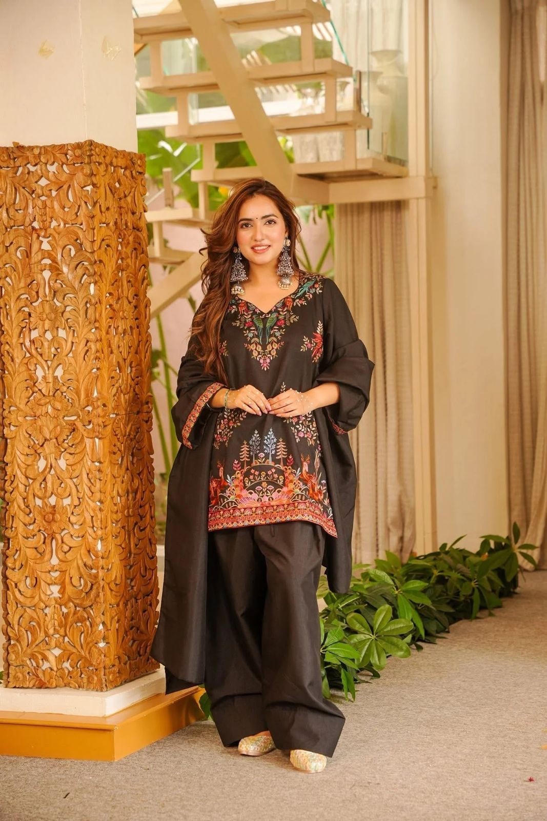 Women’s Designer Farshi Palazzo Suit Set with Dupatta Heavy Rayon Embroidered