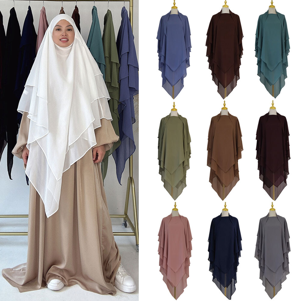 Ramadan Overhead Burqa Niqab Nikab Islamic Prayer Dress Muslim Khimar Scarf Tops