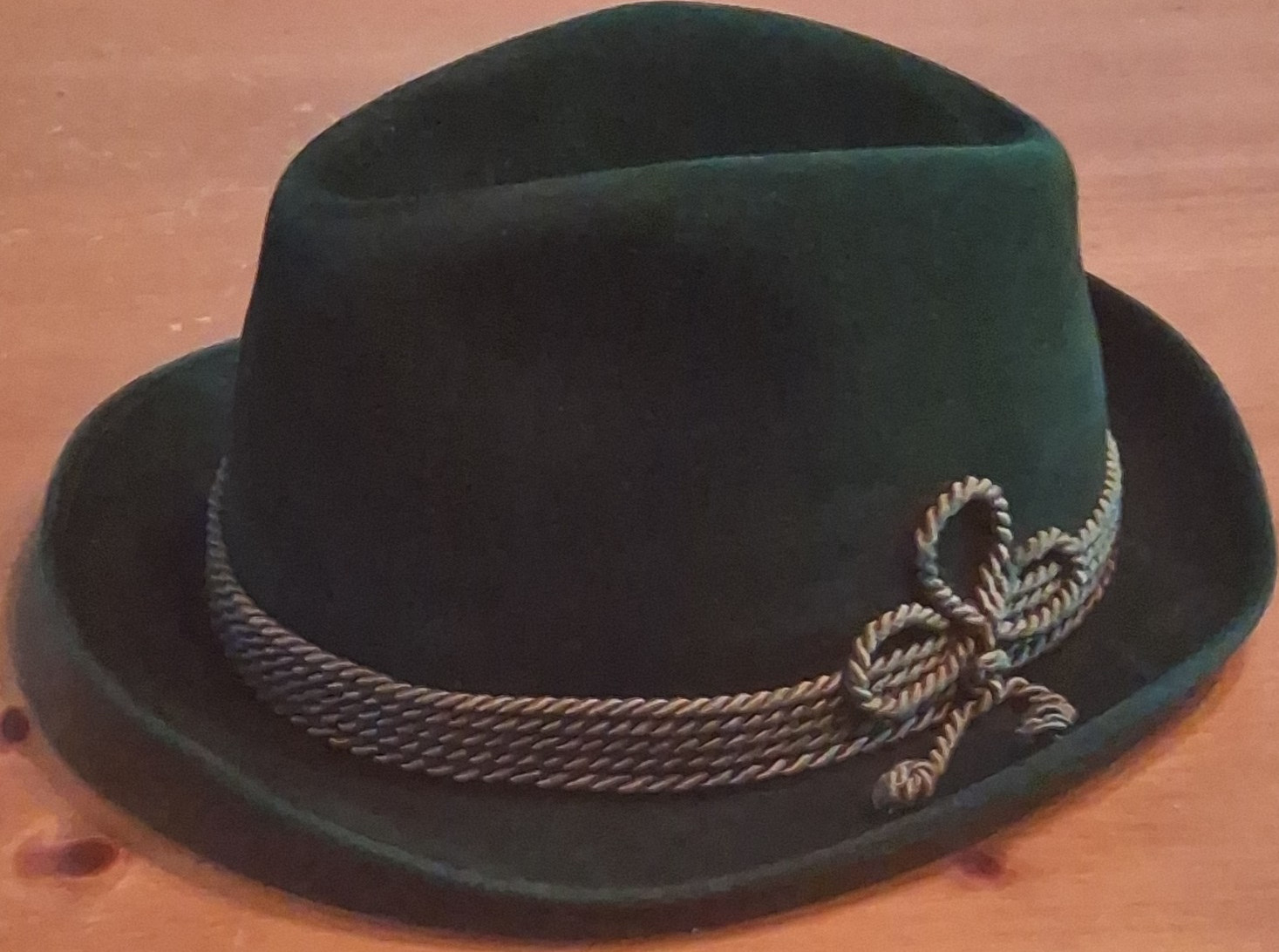 Vintage PC Habig Wien Austrian Tyrolean Hat Green Velour Fur Felt Sz 57 7 1/8