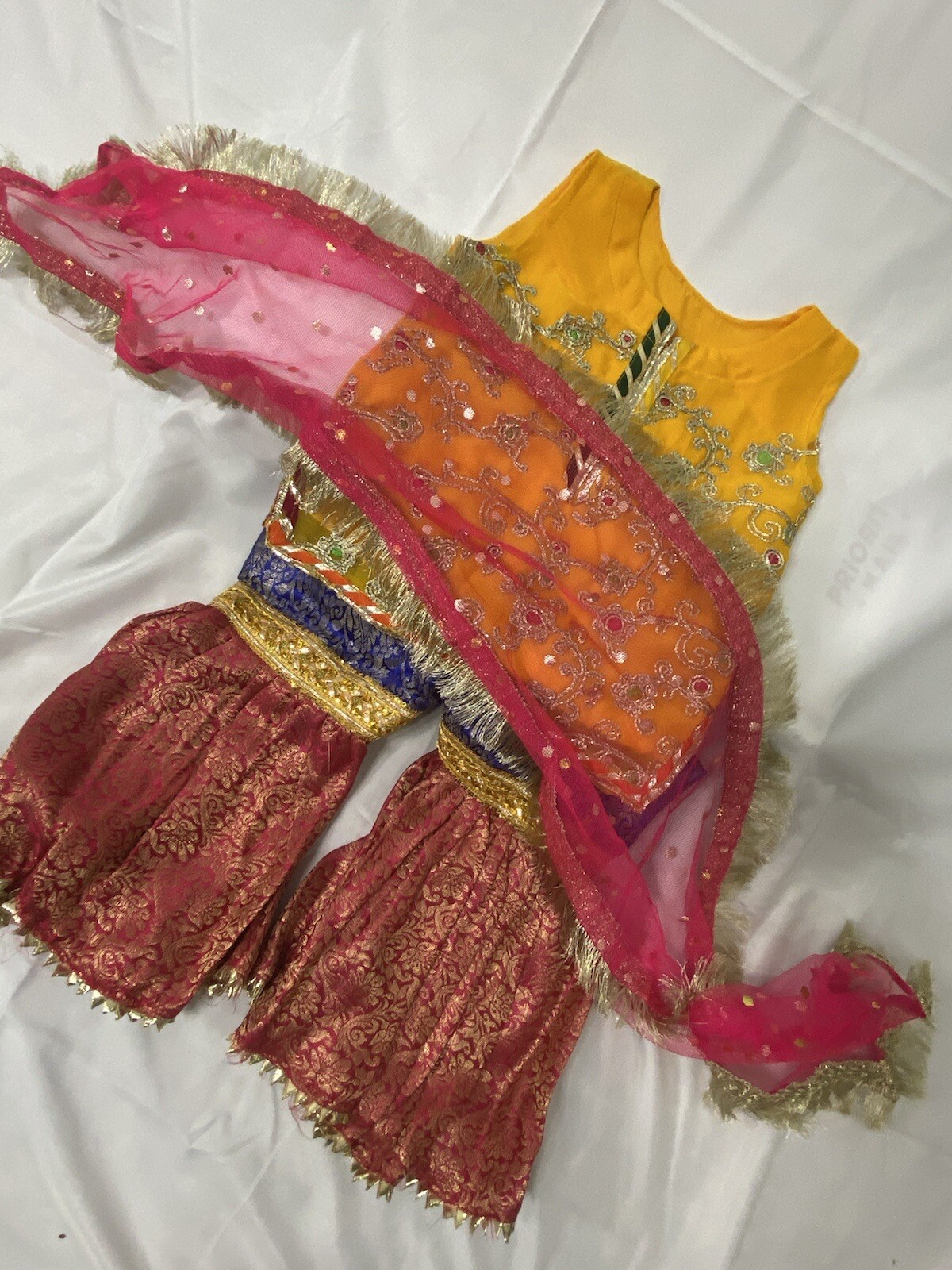 Girls Kids Semi Pure Embroidery Shirt With Garara 1-2 Years Baby Toddlers