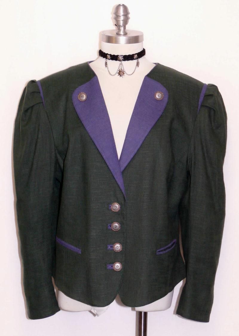 GREEN BLUE ~ COTTON German Women Summer Sport Riding Dress Suit JACKET 46 16 L