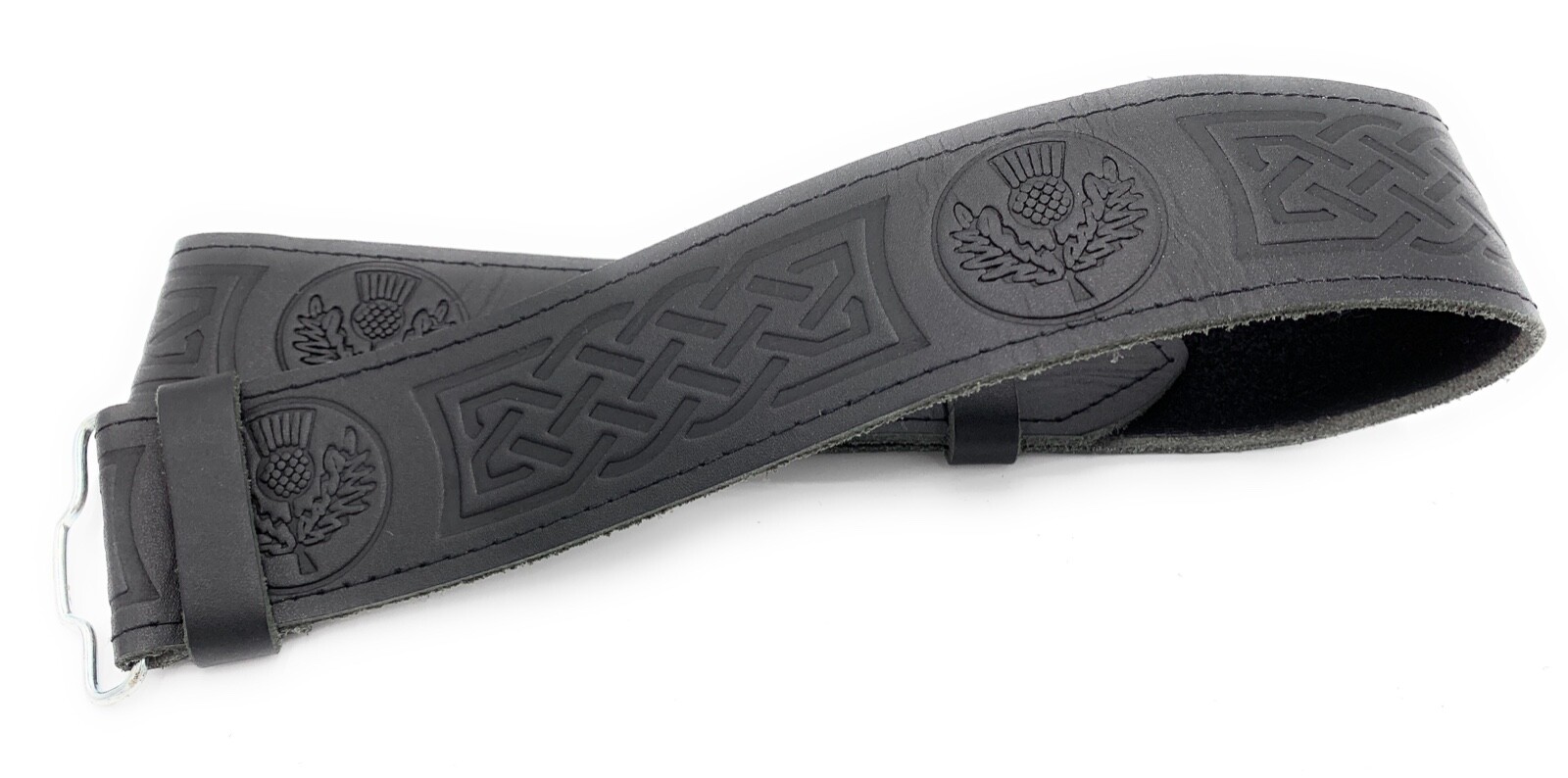 Scottish Thistle Hide Embossed Leather Kilt Belt