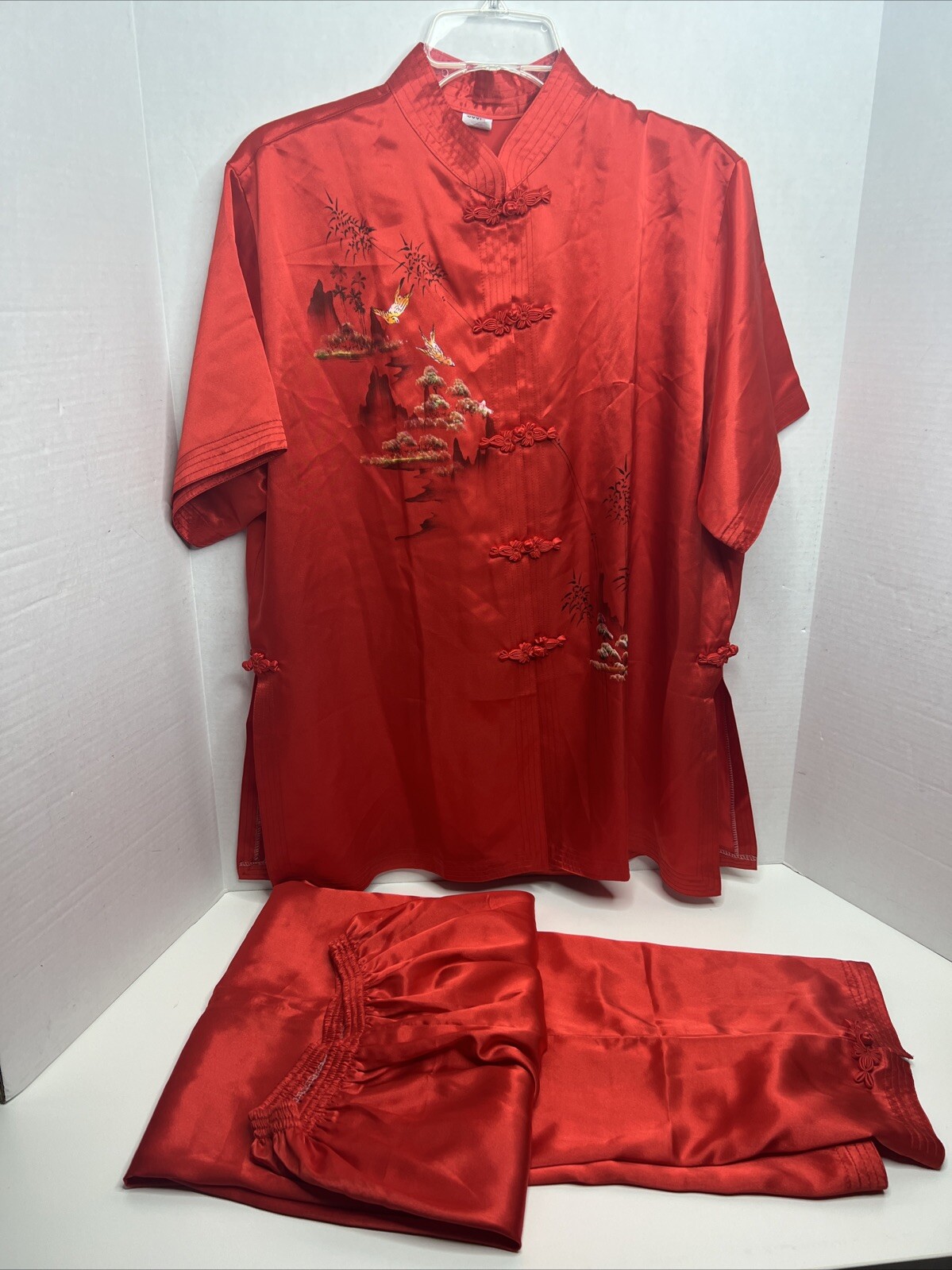 Shanghai Tang Chinese Red 2 Pc Women’s Outfit Shirt 3XL & Pants Waist 28”