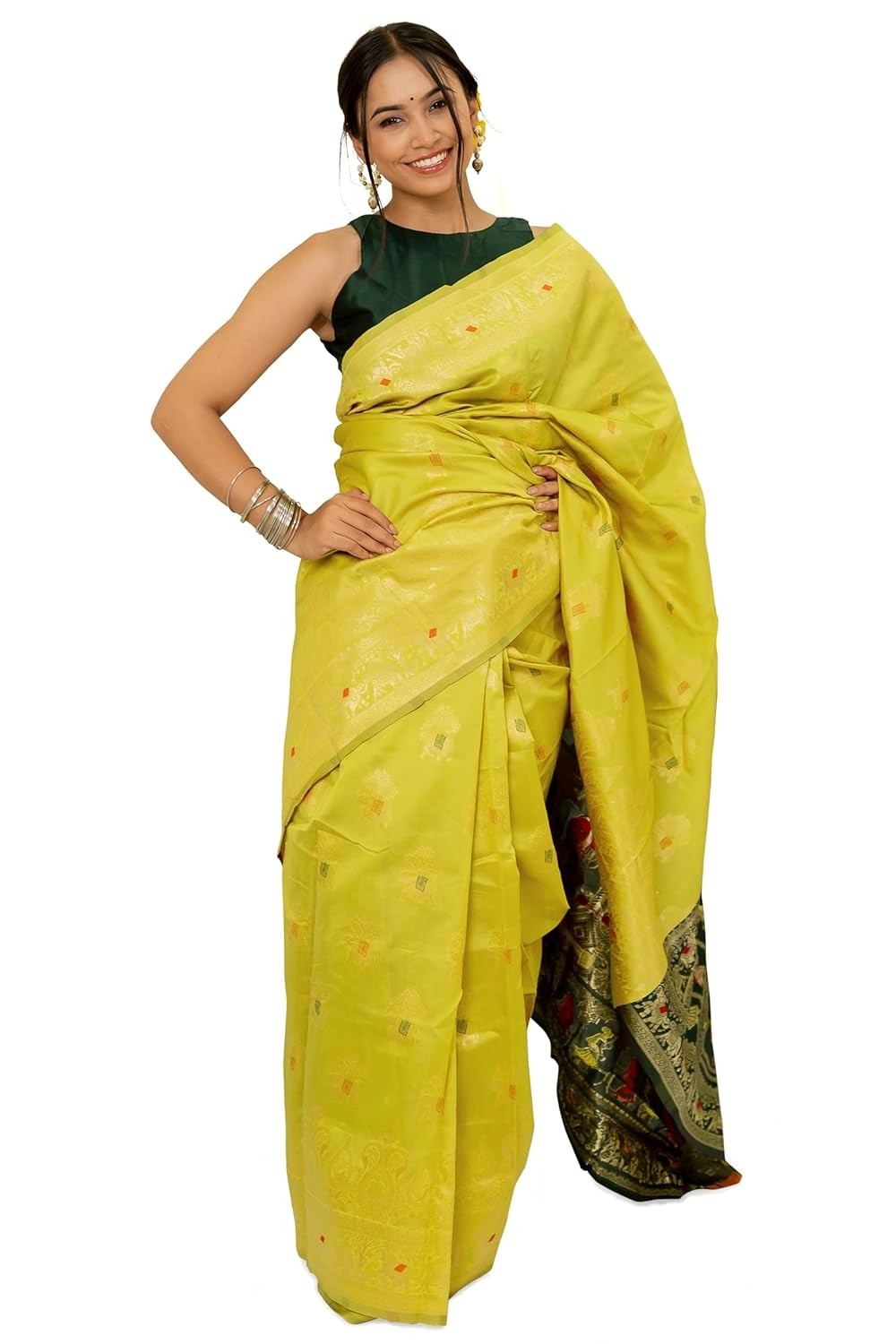 Women’s Silk Cotton Banarasi Soft Saree with Blouse Piece