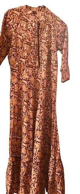 Woman’s Kurti full length Designer Anarkali Multi-colour cotton with Embroidery