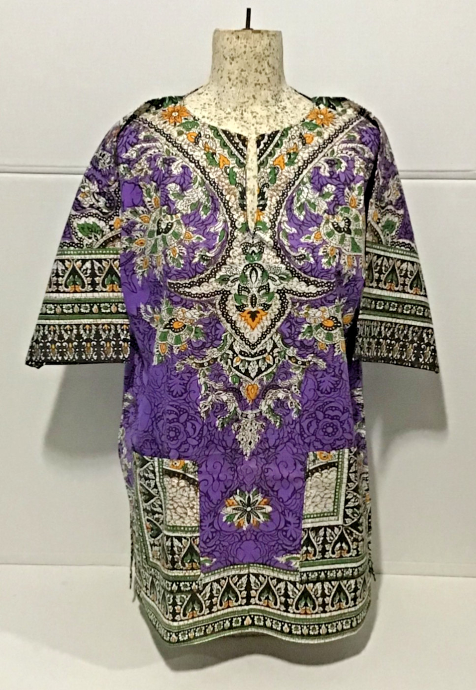 Vtg 60s Dashiki Tribal African by Nagui Cotton Top Shirt Made in Pakistan Small