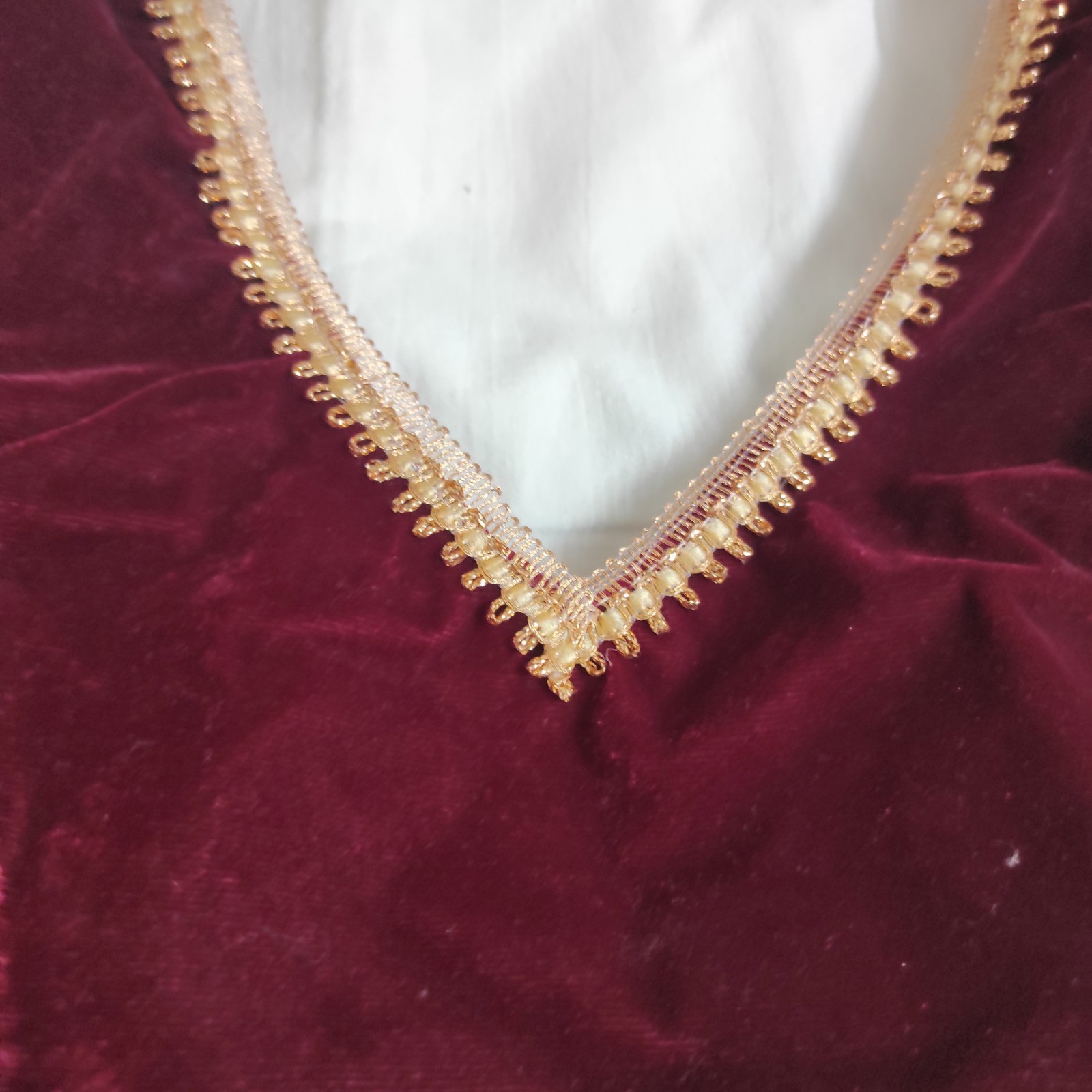 Maroon Velvet Saree Blouse V Neck Back Tie Bollywood Designer Choli Crop Top M