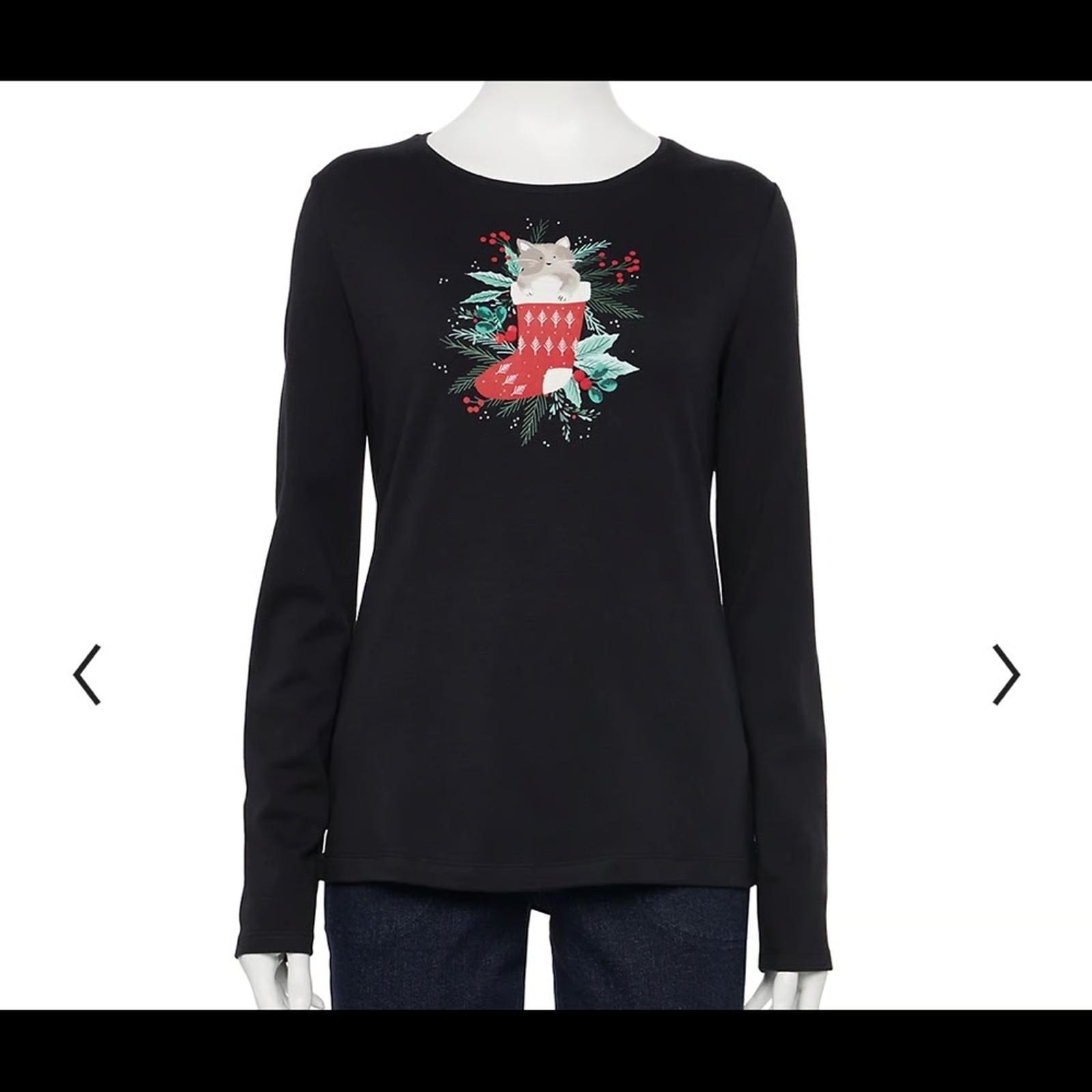 Women’s Croft & Barrow Holiday Long Sleeve NEW SZ M black long sleeve Christmas