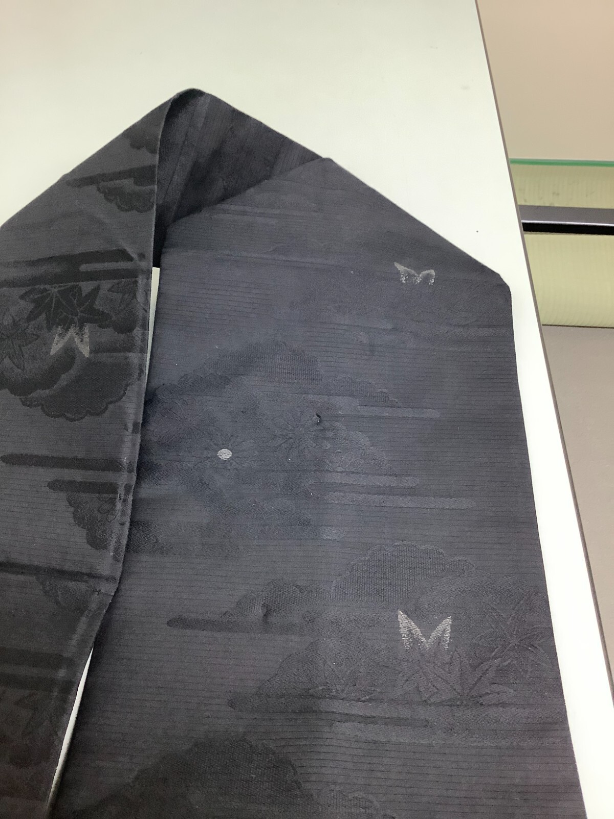 Japanese Vintage Kimono Nagoya Obi pure silk black tradition 140.9×12.5inch