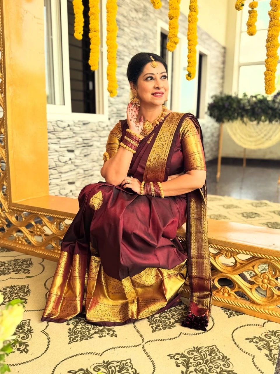 Premium Brown Silk Saree with Rich Golden Border – Festive & Wedding Wear