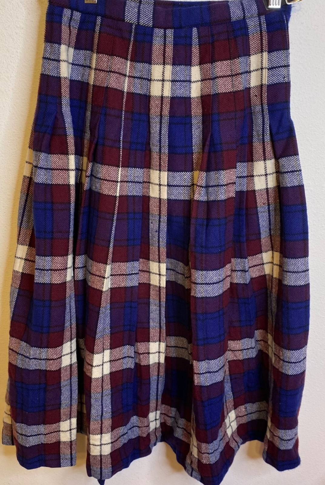 Vintage Cobra Kilt Pure Wool Ireland Plaid Blue Burgundy XS 26″ Waist