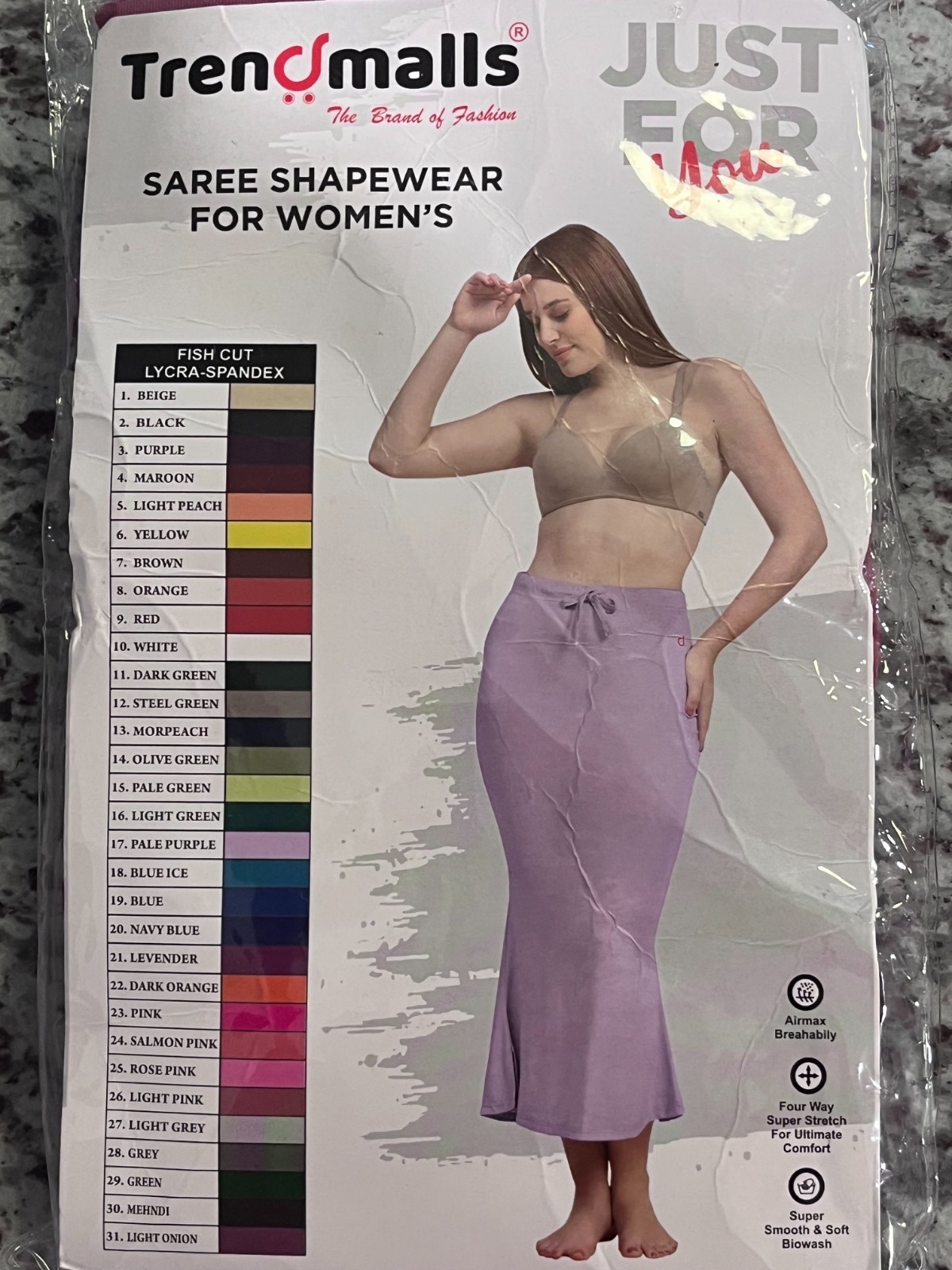 Trendmalls Fish Cut Lycra-Spandex Saree Shapewear Size S Maroon