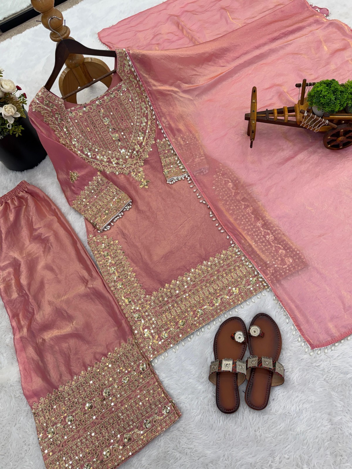 Beautiful Fandy Silk Top Sharara Suit Indian Wedding Party Wear Salwar Kameez