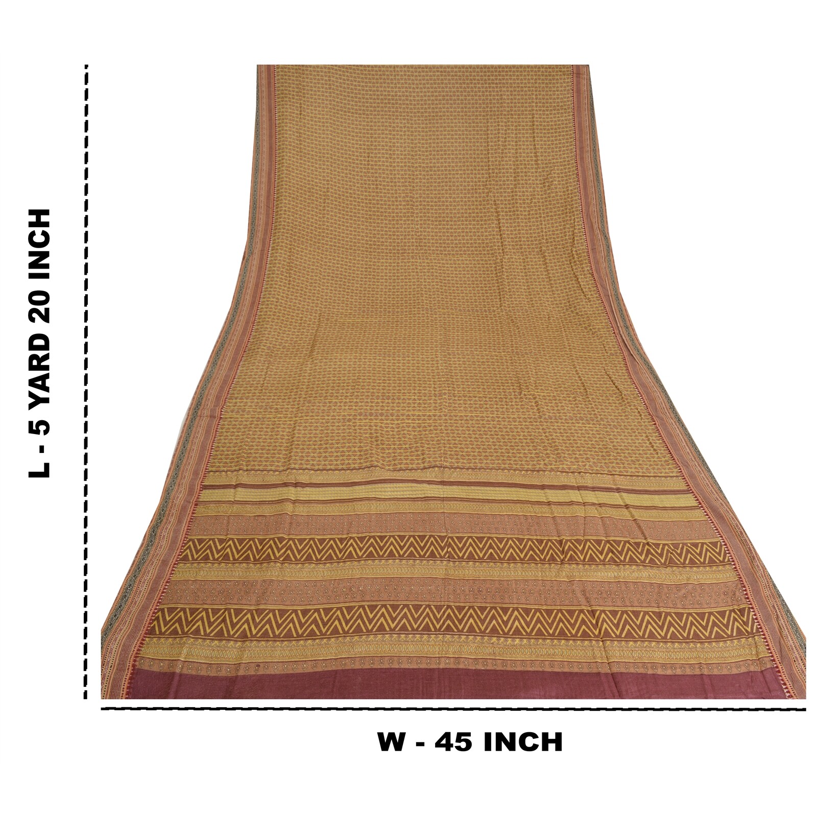 Sanskriti Vintage Multicolor Indian Saree Printed Pure Woolen Fabric 5 Yard Sari