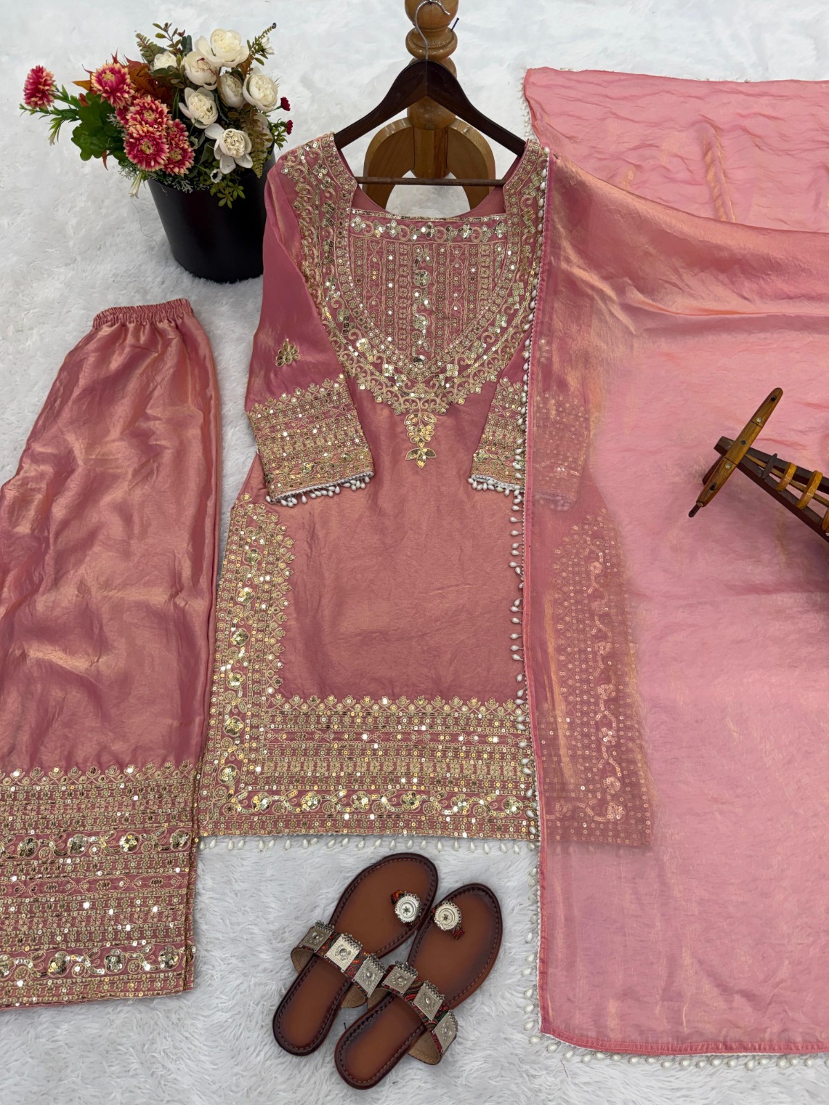 Beautiful Fandy Silk Top Sharara Suit Indian Wedding Party Wear Salwar Kameez