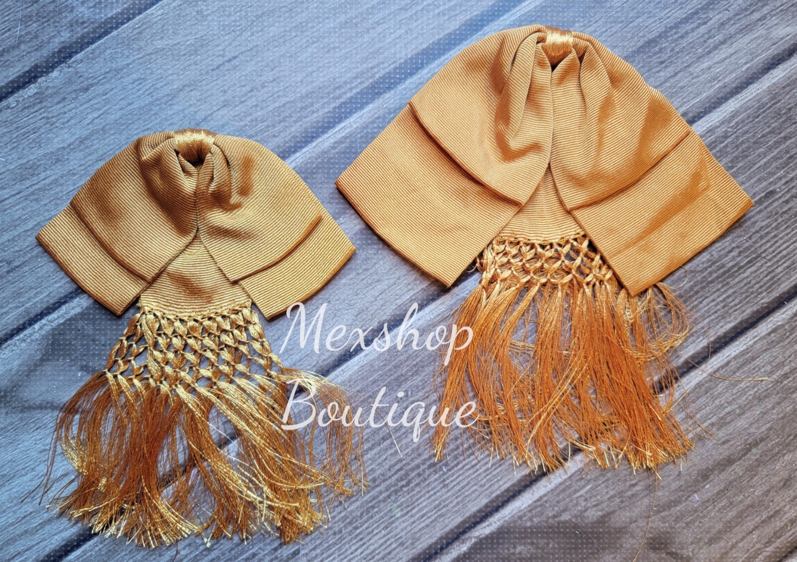Economic Charro Mexican Bow Tie Handmade for Mexican Tailors, Color Gold