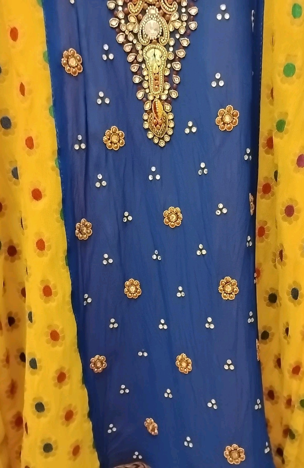 India Made Rhinestone Bead Embroider Saree Royal Colors ~ Going Out Of Business