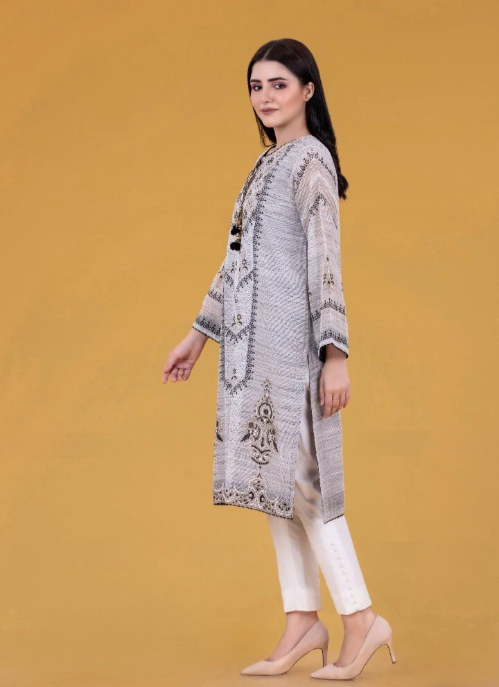 NWT GUL AHMED Size S Khaddi Net Screen Printed Kurti Shirt Pakistani Designer