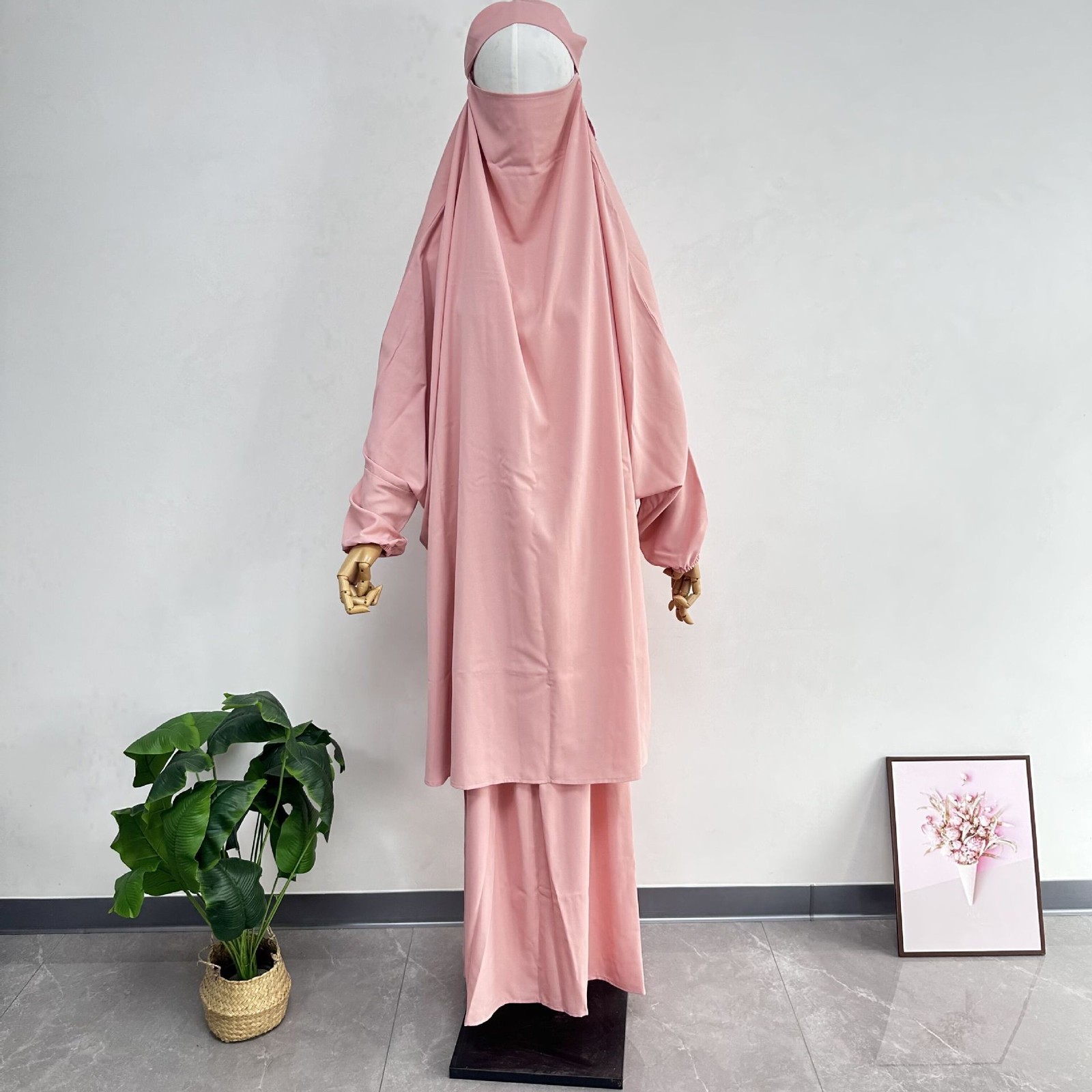 Muslim Women Kaftan Overhead Large Khimar Abaya Burka Ramadan Prayer Plain Set
