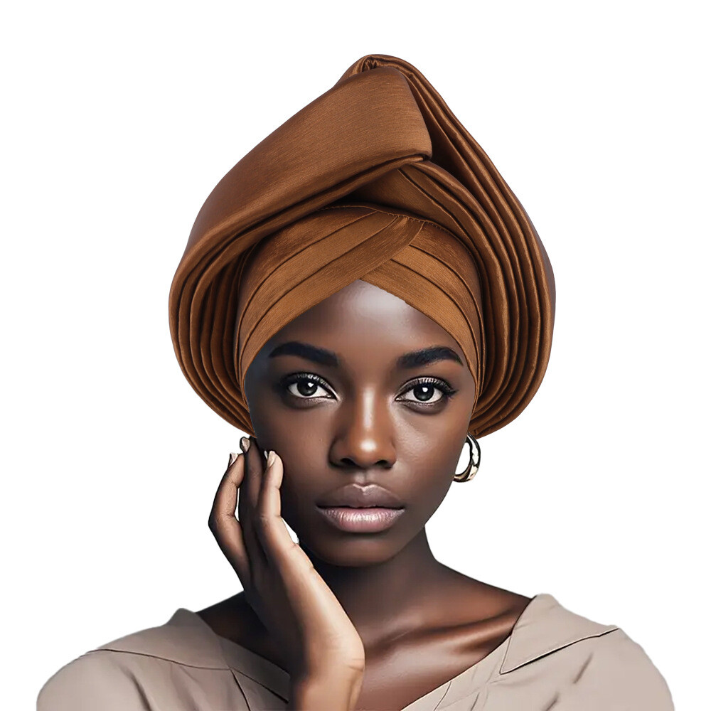African Nigerian Women Head Wrap Hat Aso Oke Auto Gele Headtie Cap Islamic Hats