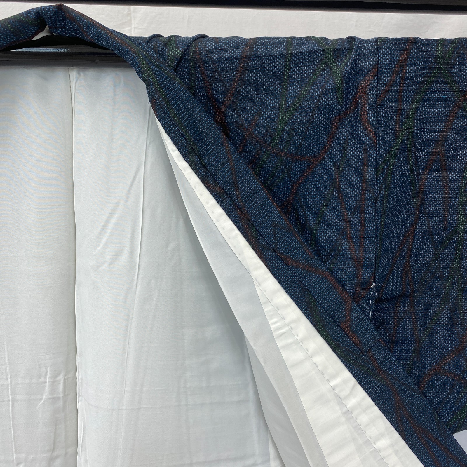 Japanese Vintage Kimono Silk Blue Oshima Traditional Authentic Length 61 in