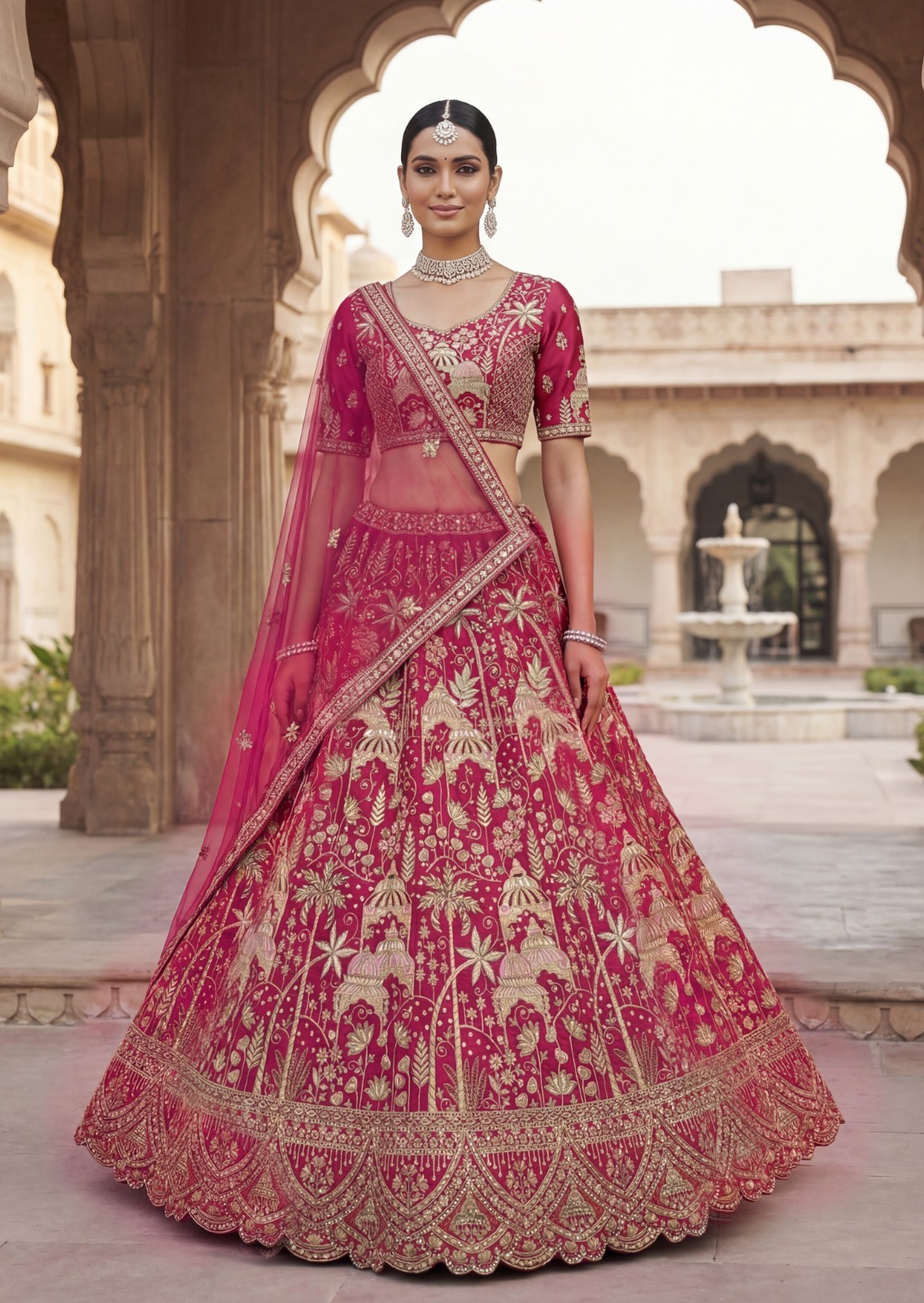 Silk Lehenga Choli Dori Thread Sequins Wedding Reception Party Outfit
