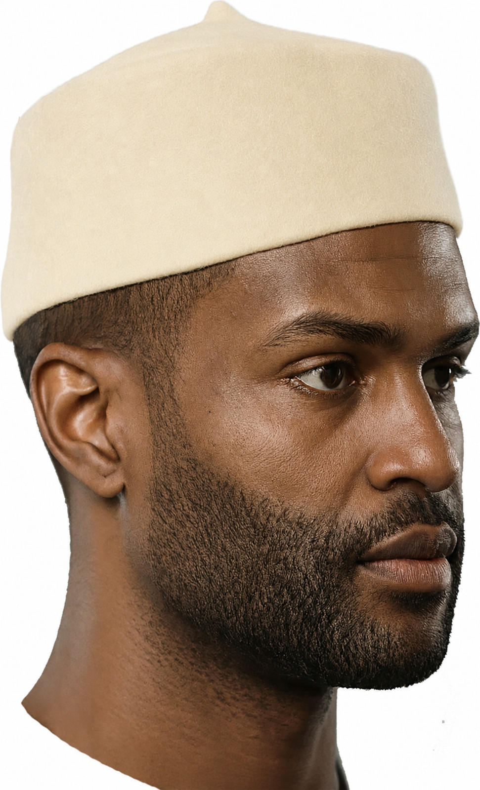 Off White Wool Fez Hat for Men Soft Felt Igbo Cap | Traditional African Hat Kufi