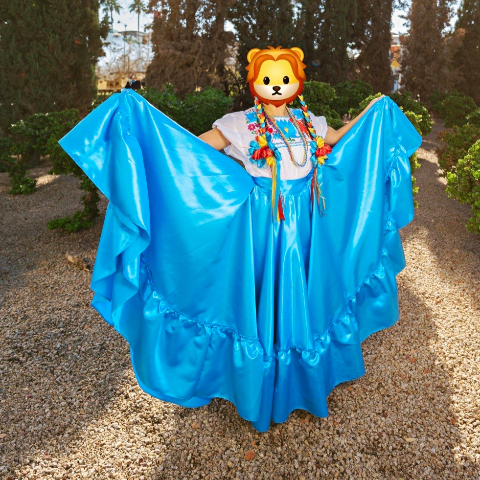 Bright Blue Ballet Folklorico Chiapas Dance Vestuario