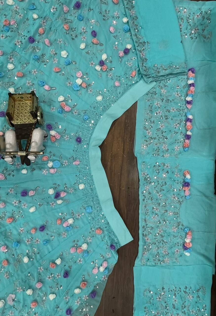 Designer Flower Work & Embroidery Sequins Work Lehenga Party Wear Lehenga Choli