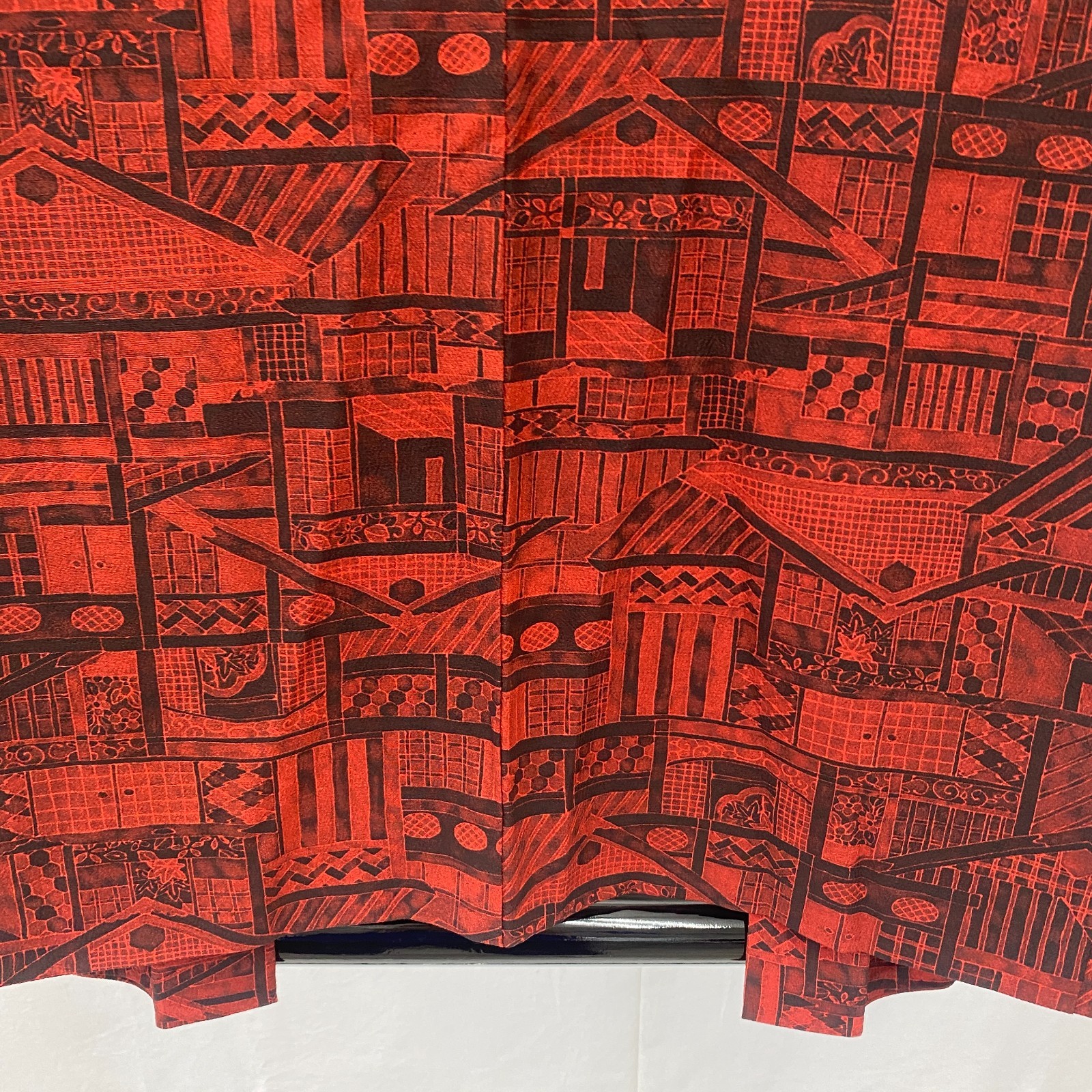 Japanese Vintage Kimono Haori Jacket Silk Red Traditional Authentic 29 in