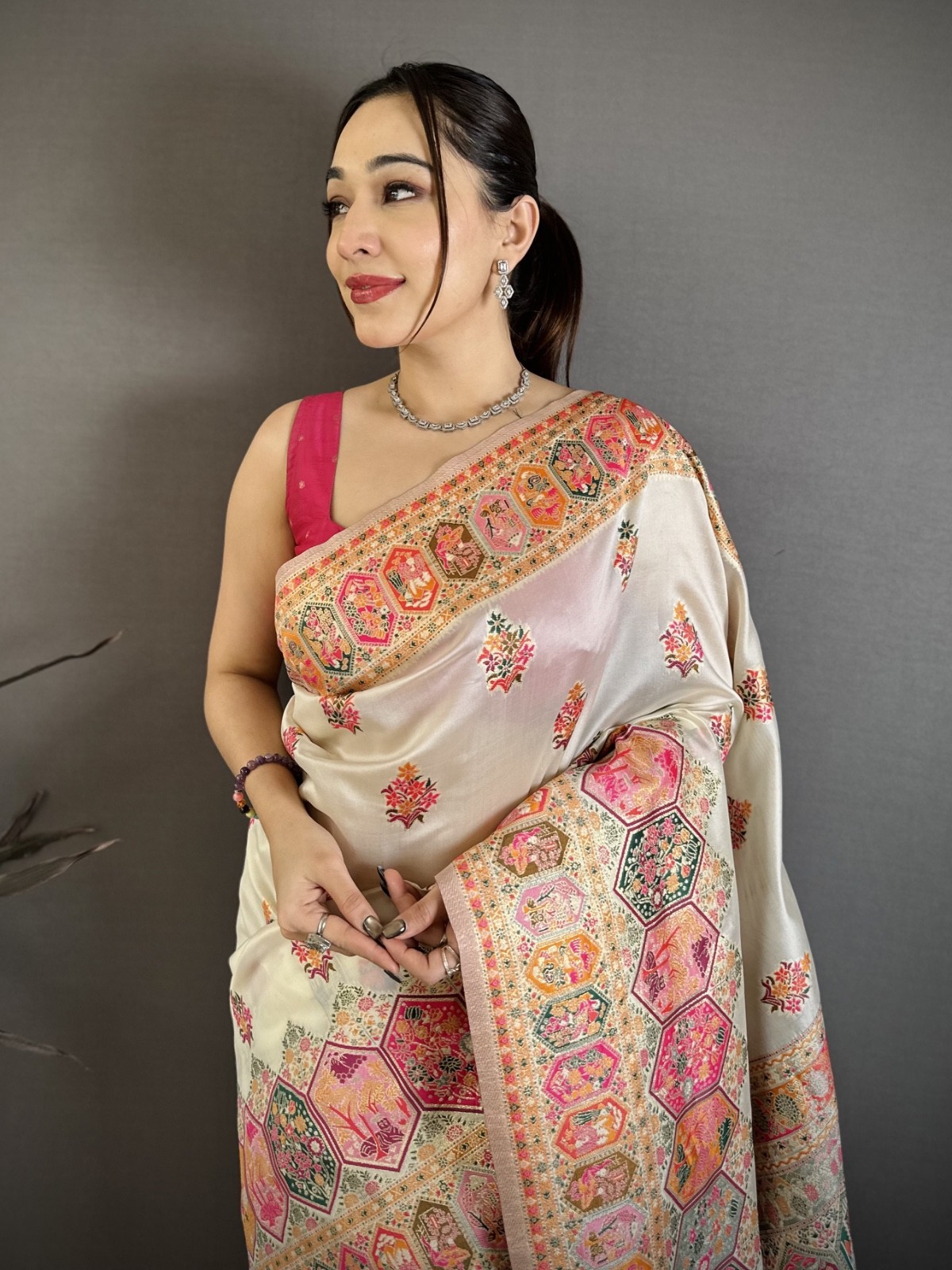 Designer Sari Bollywood Bridal Silk Saree Blouse South Indian Ethnic Ready made