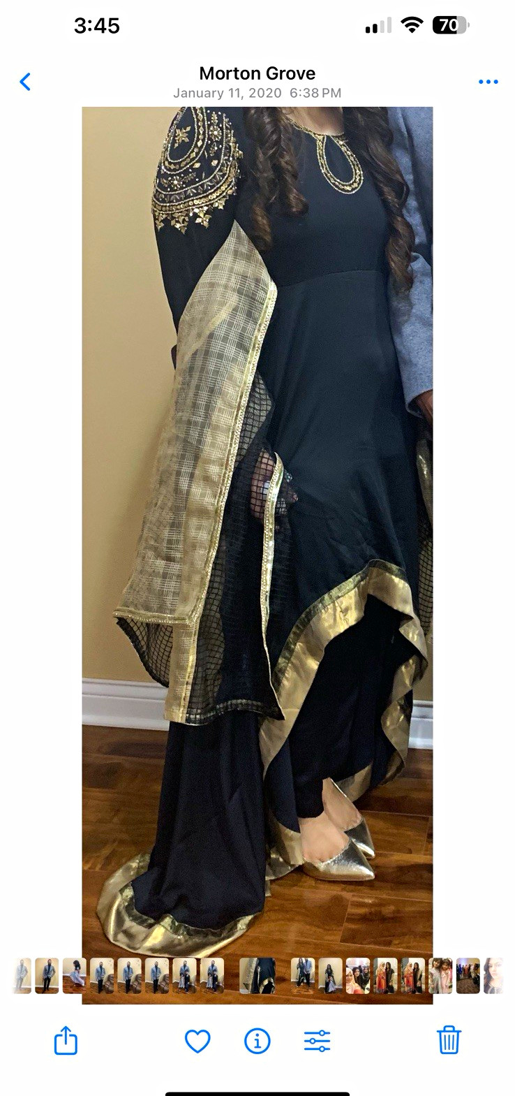 Women’s Black silk party wear dress Gold Embroidered Dupatta M to L