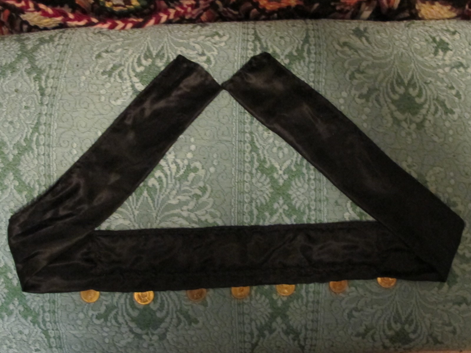 Palestinian Red Black Embroidered Headband on Satin with gold coins