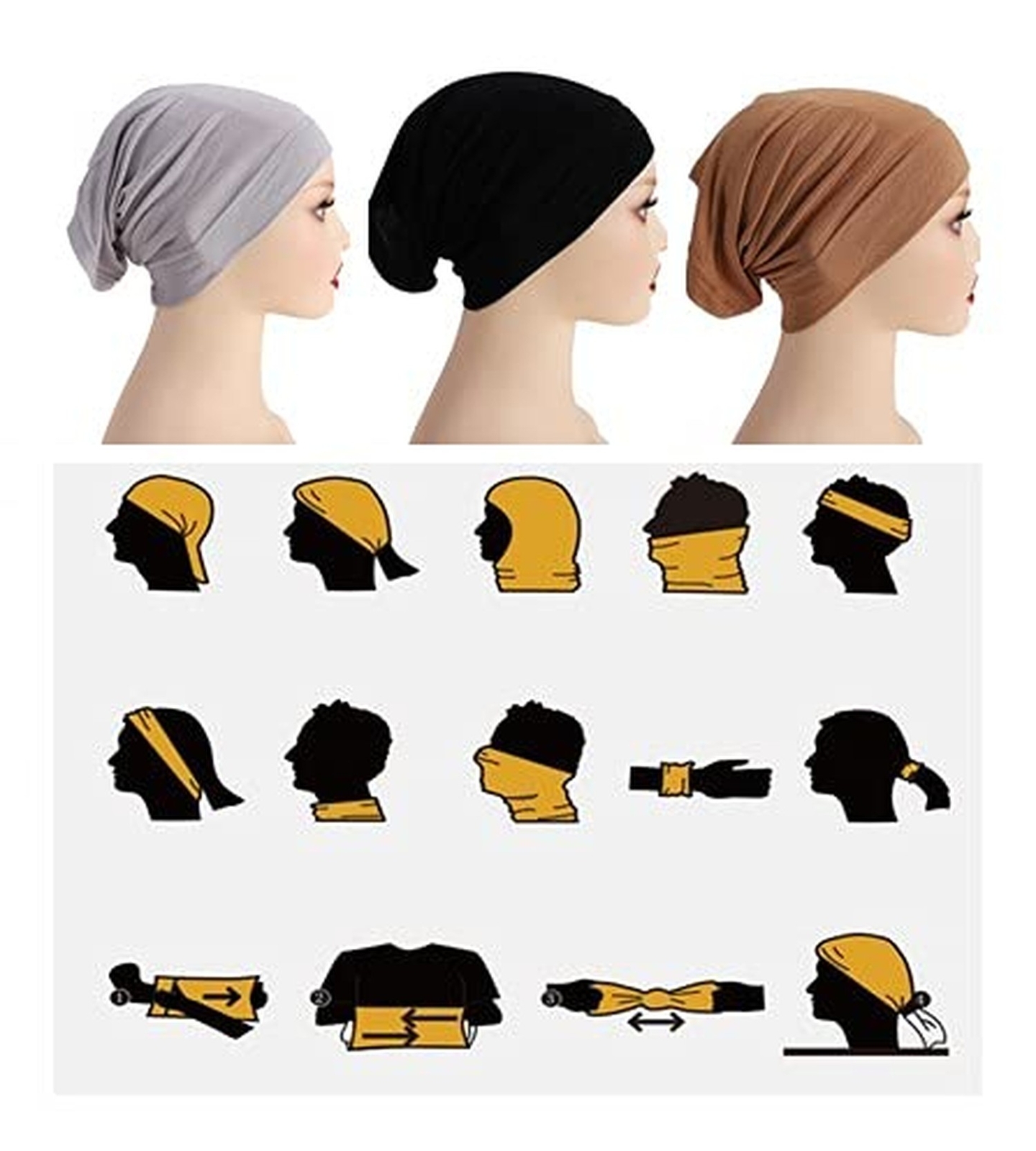6 Pieces Inner Hijab Cap for Women Islam Muslim Turban Under Scarf Undercap S…