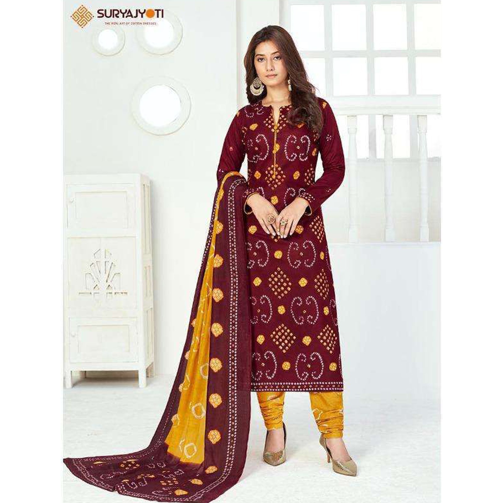 Bandhani Printed Special Cotton Summer Wear Indian Women’s Salwar Kameez Dresses