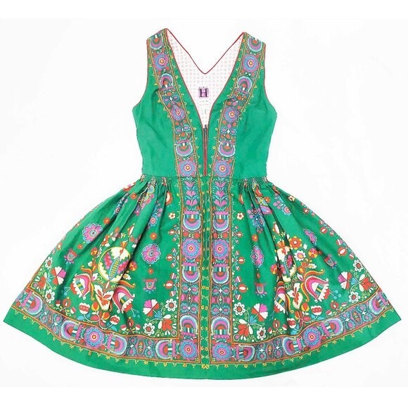 VTG 1960’s HANCKE German Austrian Dirndl Trachten Dress Green BRIGHT