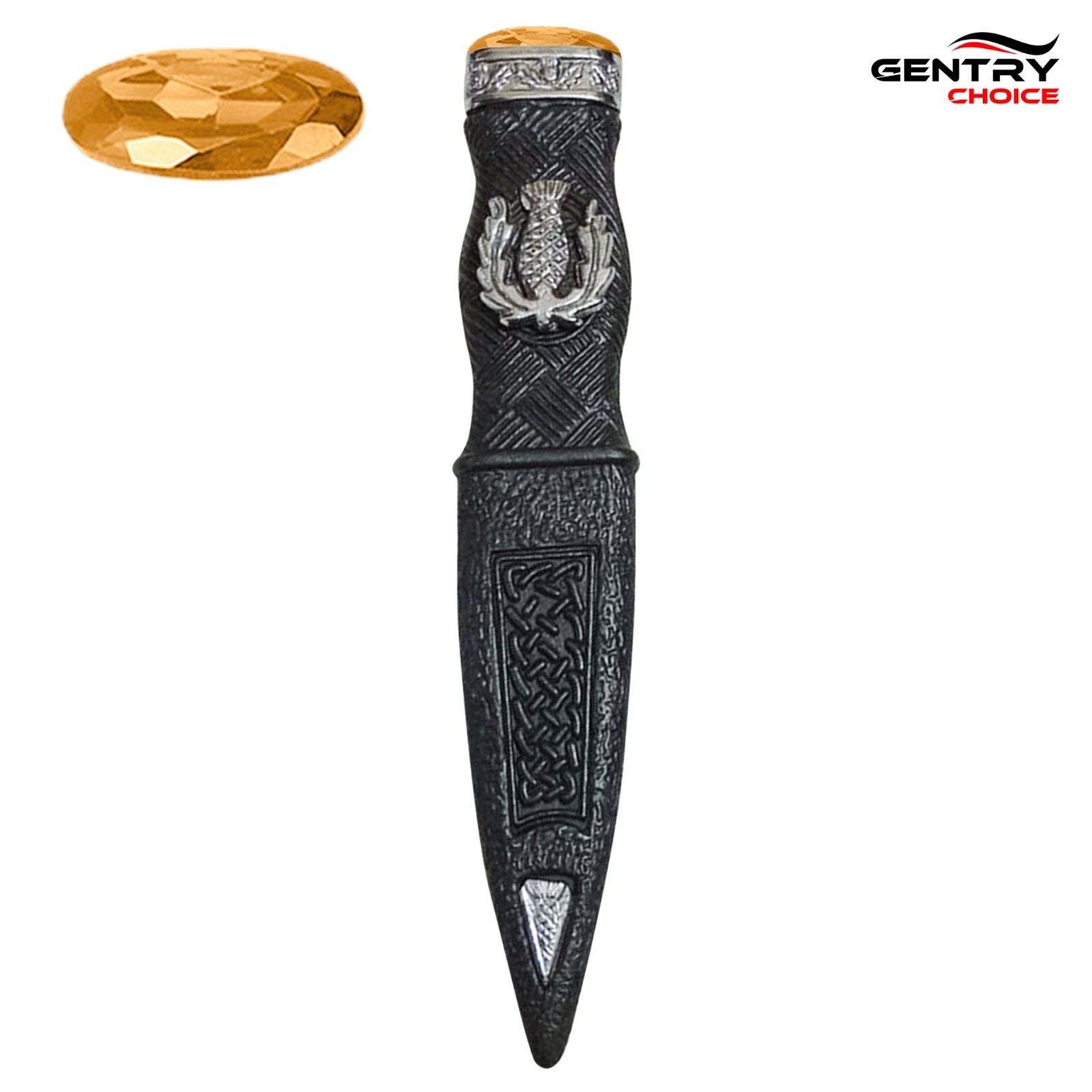 Sgian Dubh Orange Stone Dummy Safe Celtic Kilt Accessory for Highland Dress