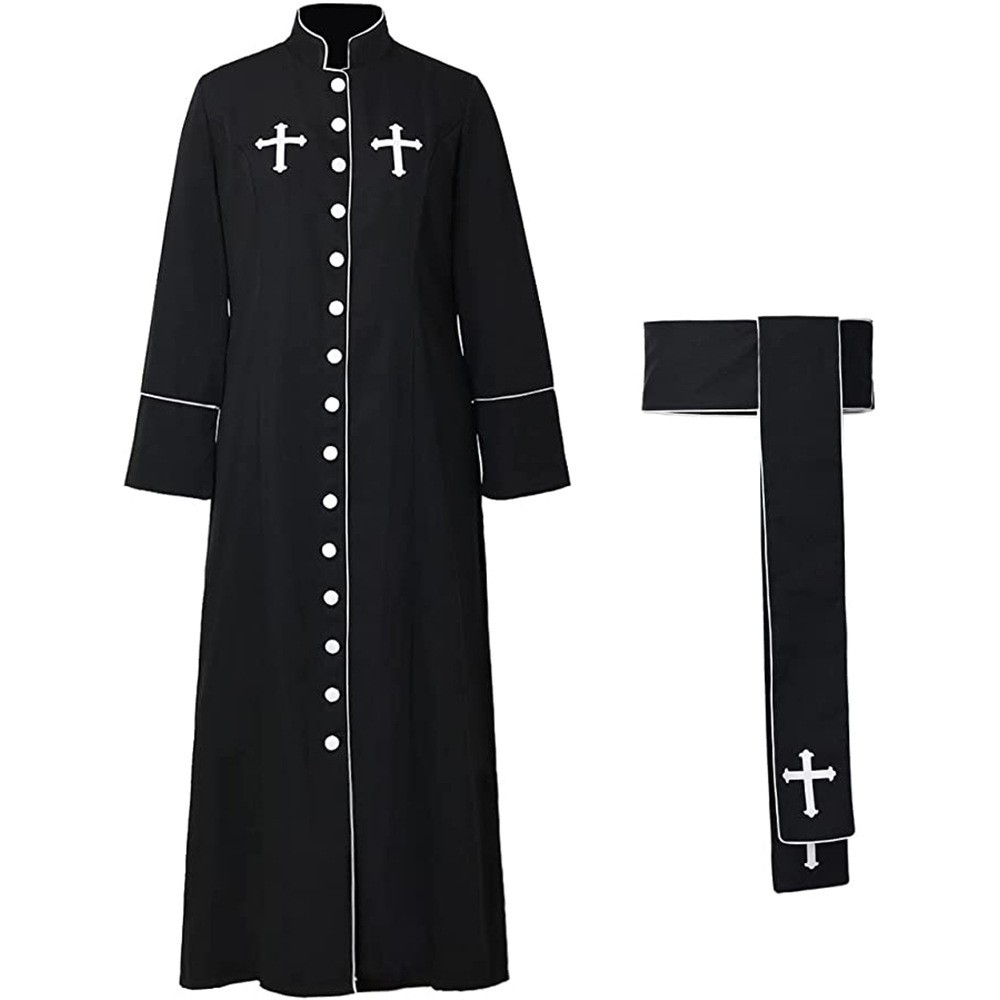 Medieval Priest Cosplay Costume Thobe Man Islamic Muslim Robe Halloween XS-5XL