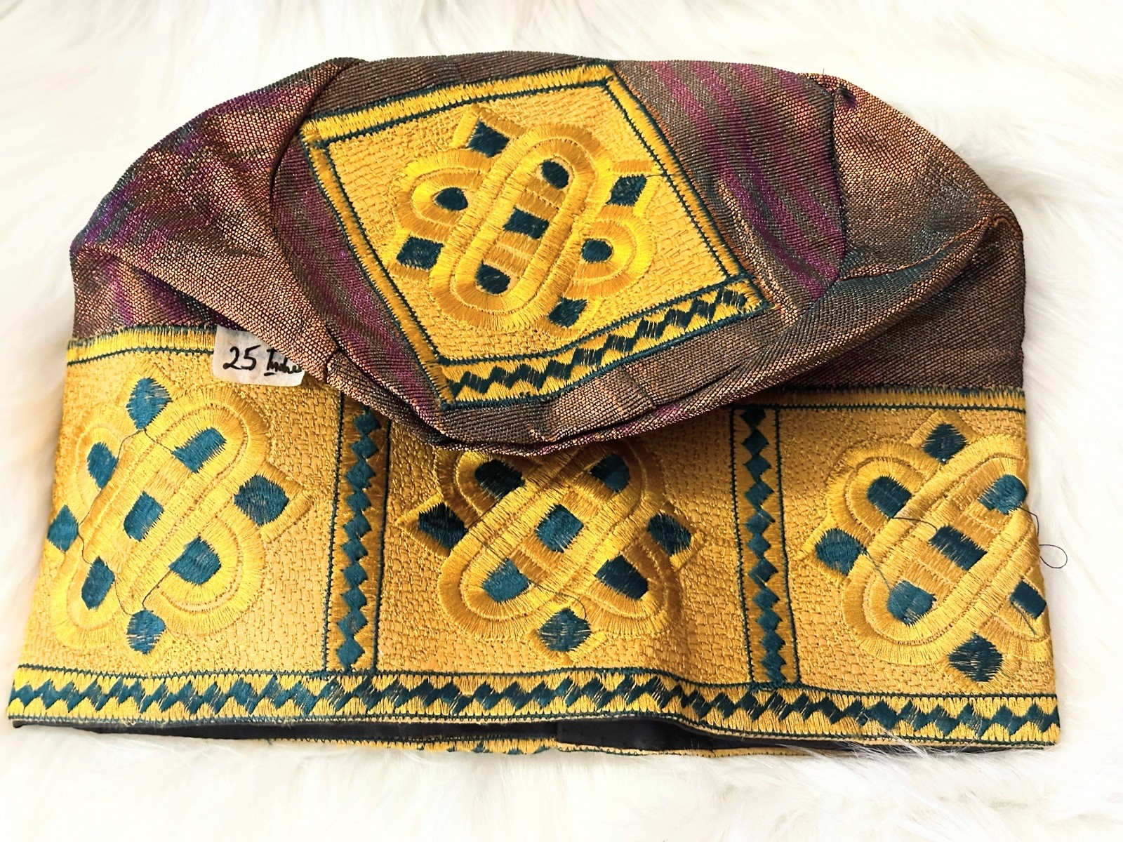 Purple & Green two-toned ASO Oke Embroidered Nigerian/African Men’s Cap.