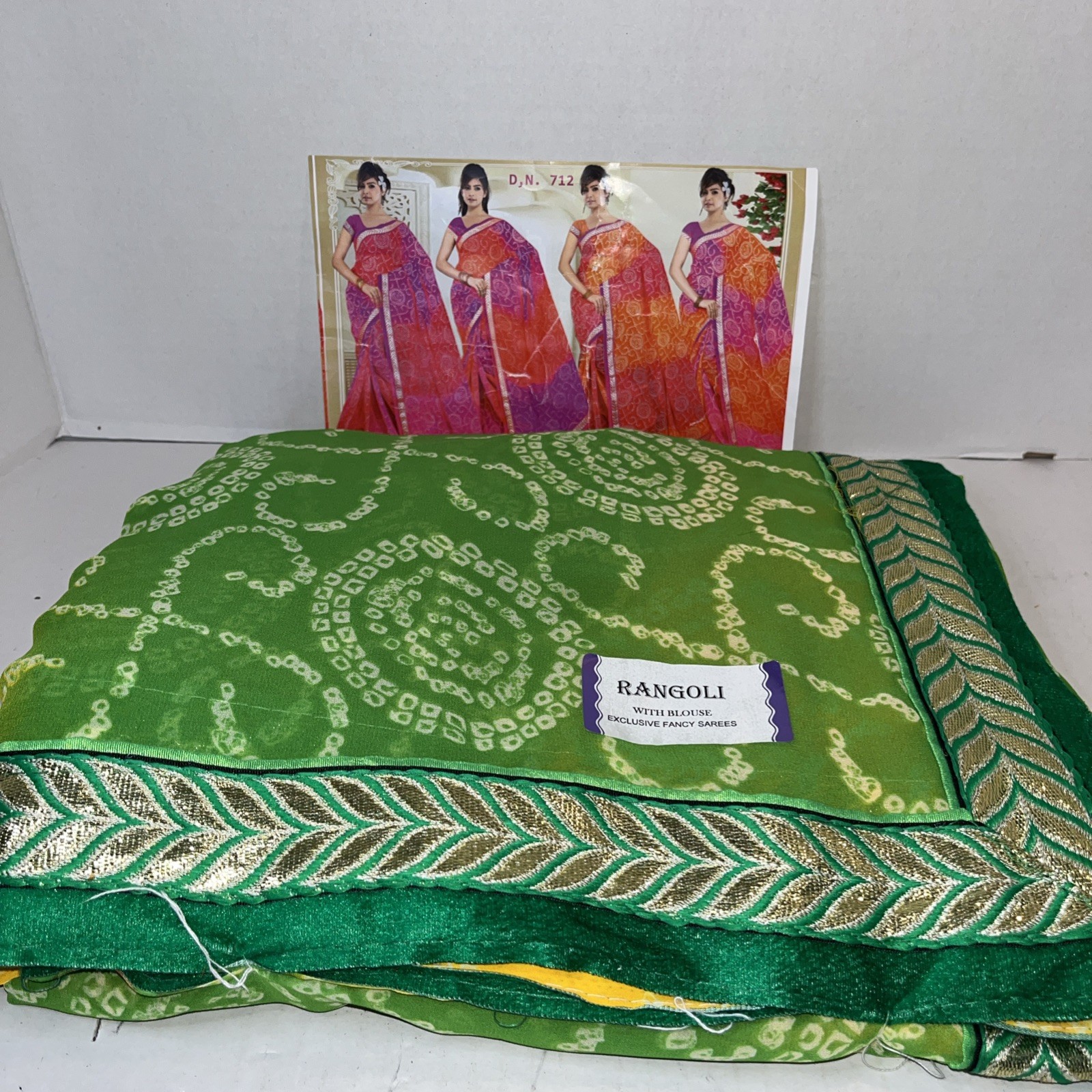 Rangoli Exclusive Fancy Sarees In Green/yellow/gold