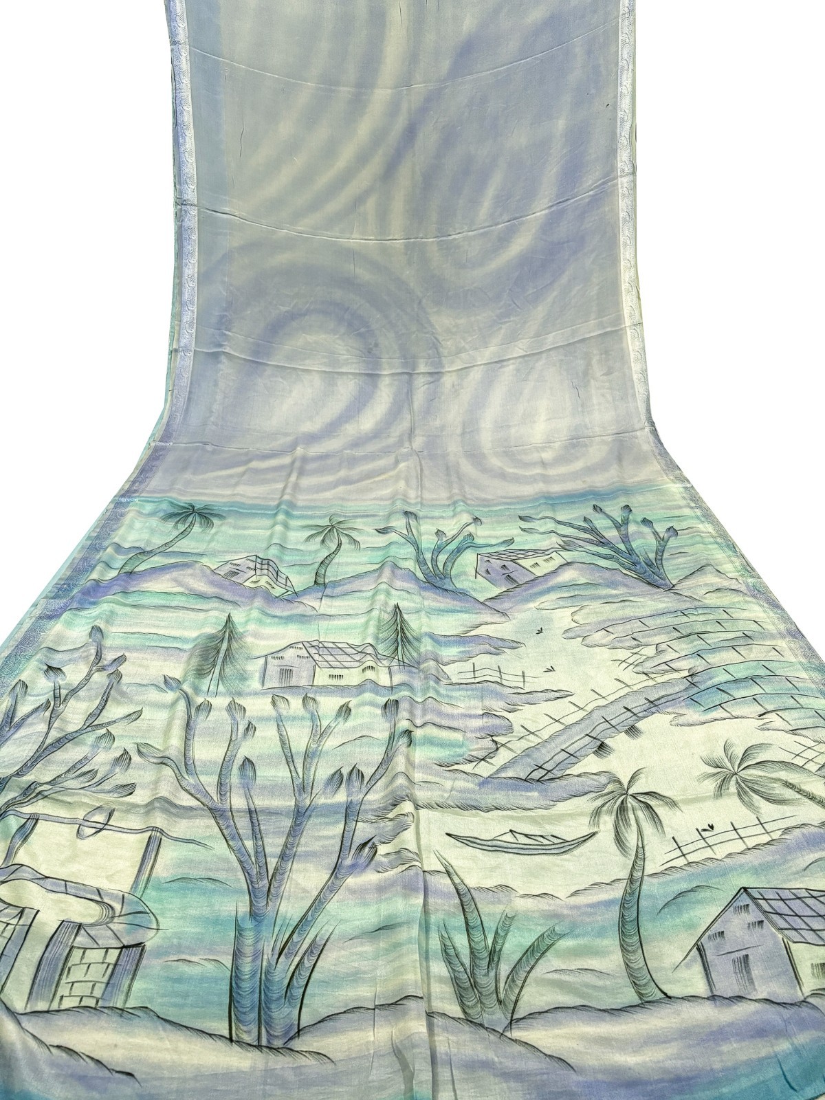 Vintage Chiffon Silk Saree, Lightweight Fabric for DIY & Sewing CS1041