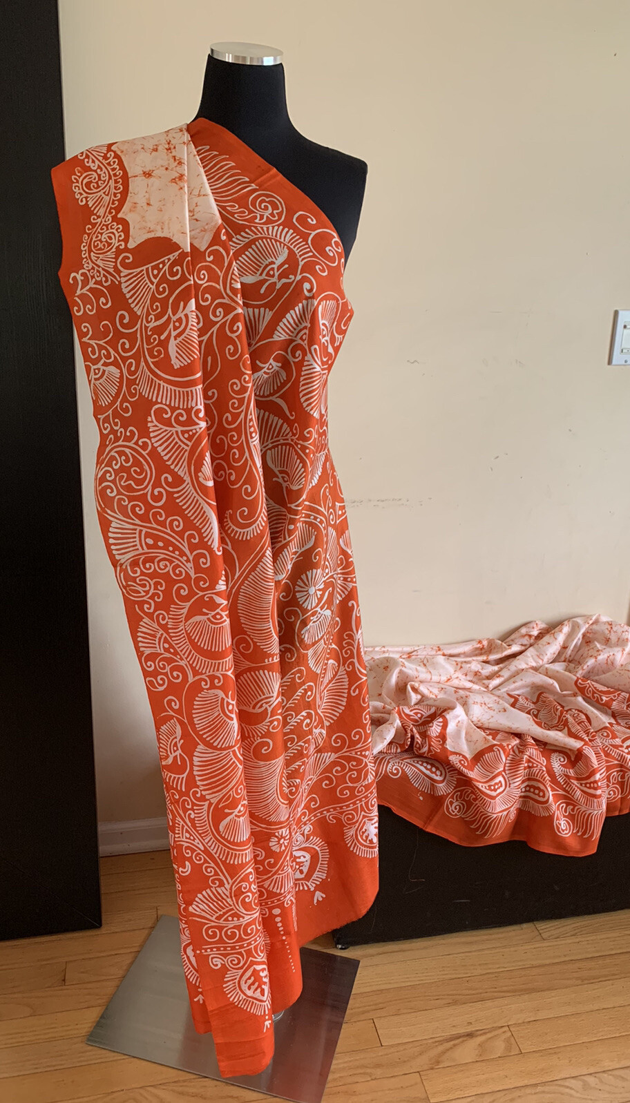 Cream Batik Silk Saree sari party wear designer handwoven wedding off white