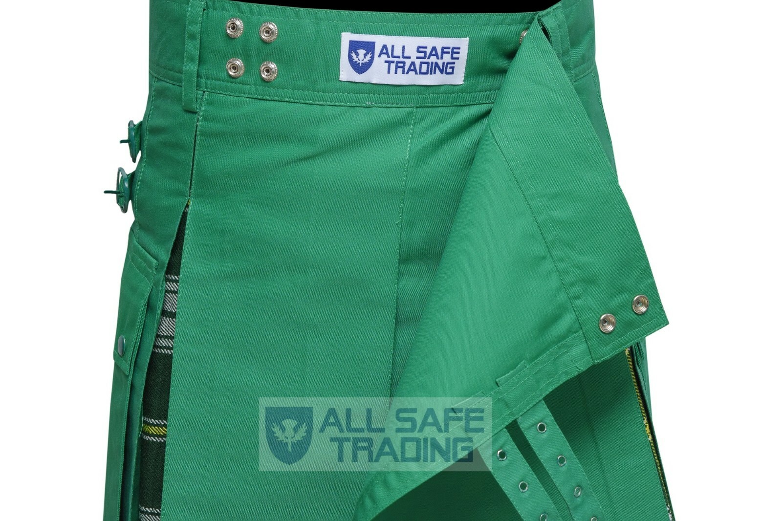 Men’s St. Patrick Tartan Hybrid Utility Cargo Pockets Kilt, Scottish Men’s Kilt,
