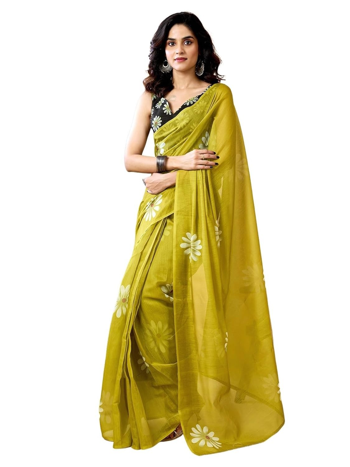 Women’s Chanderi Cotton Printed Ready To Wear One Minute Pre Stitched Saree
