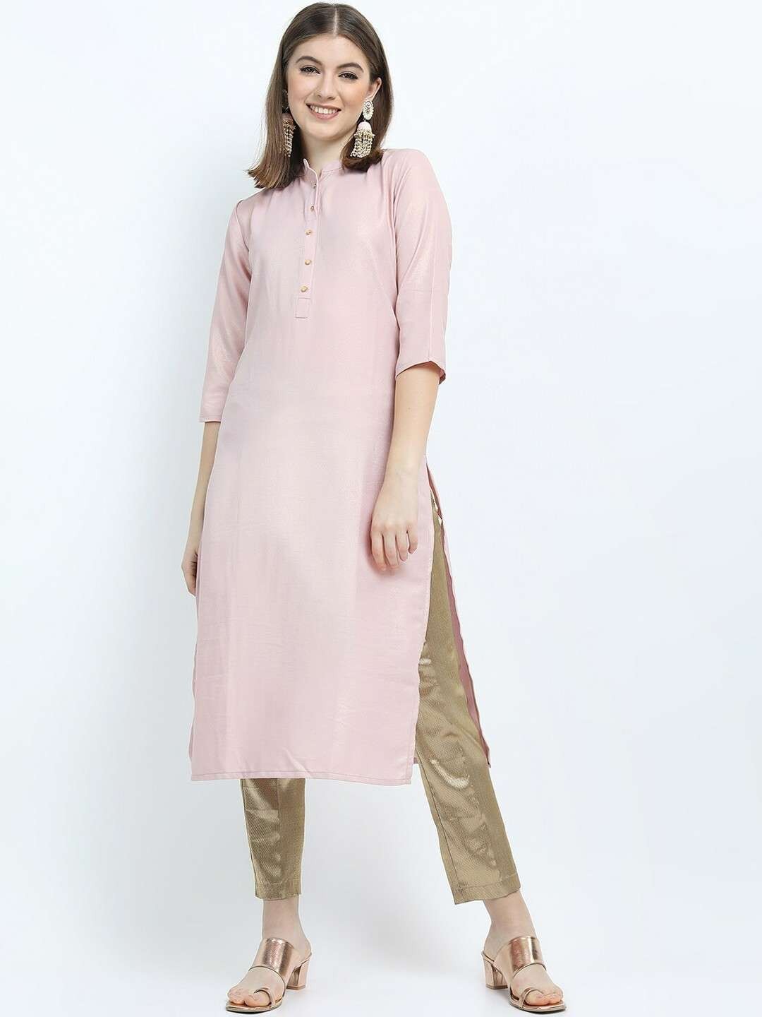 Women Solid Straight Kurta Indian Tunic Top Boho Ethnic Dress Diwali Eid