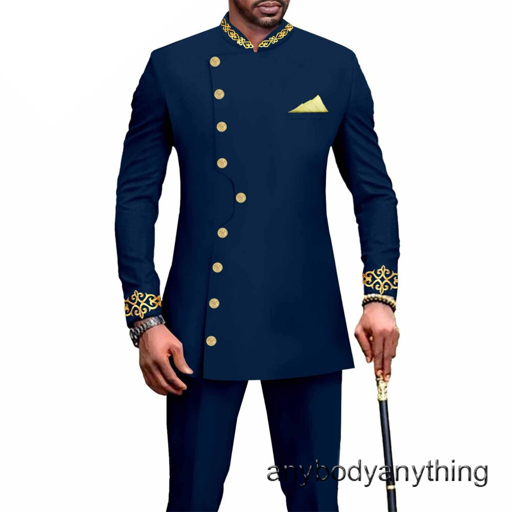 Men’s 2 Piece Set Traditional Shirt and Pants African Set Suit Middle East Suit