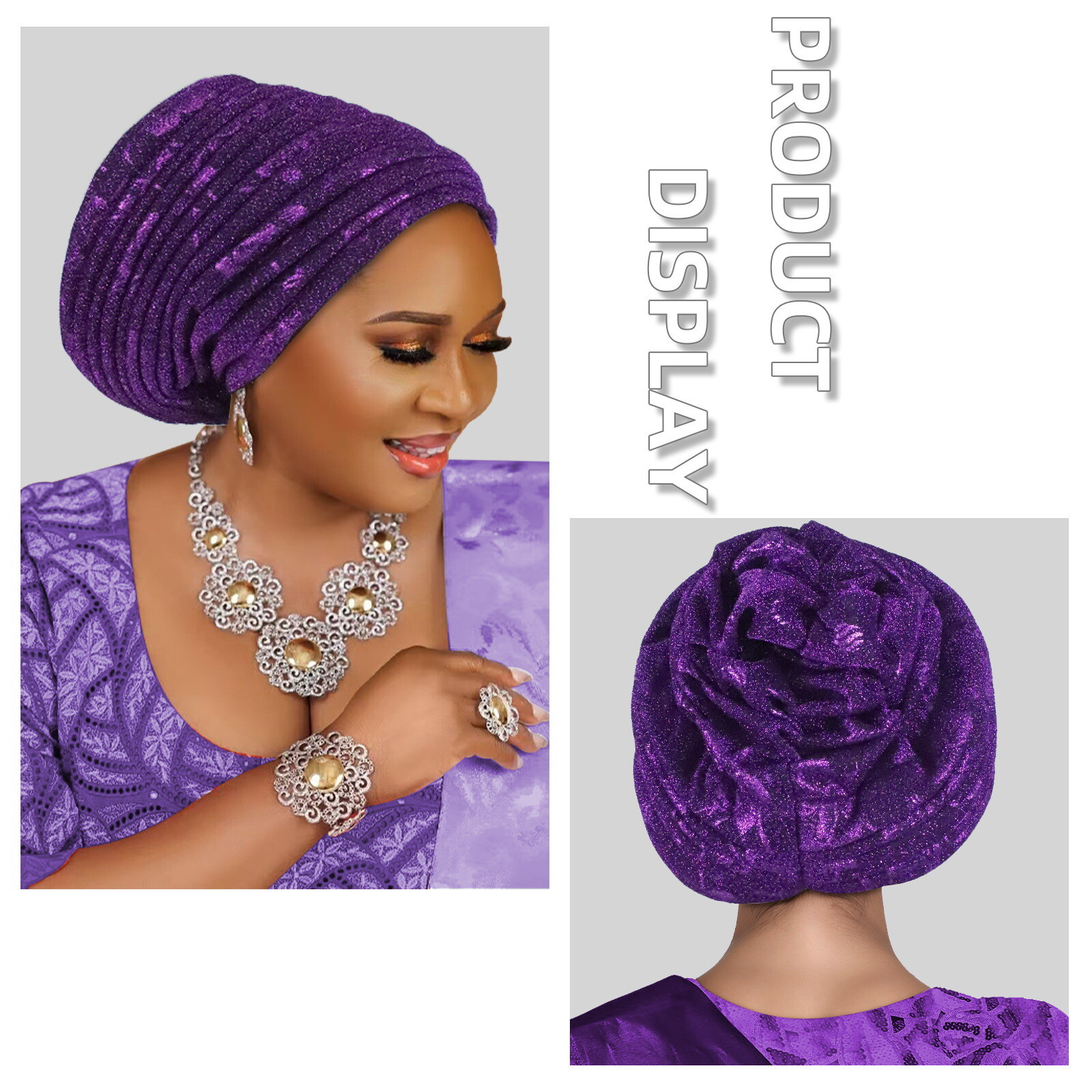 Nigerian African Women Pleated Head Cover Wrap Caps Islamic Bonnet Headwear Arab